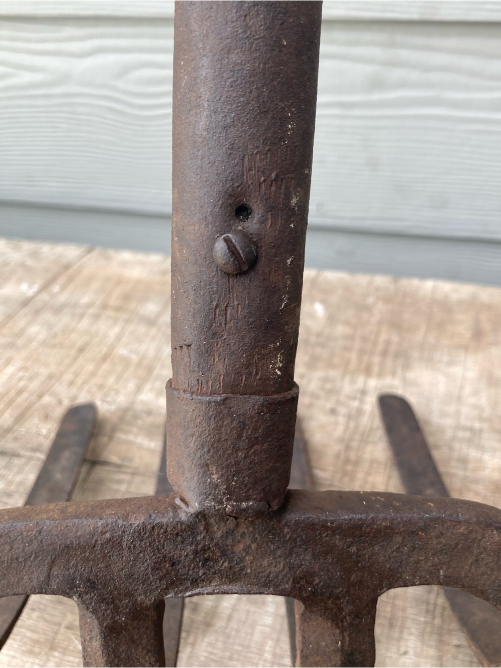Vintage Farming Tool Wood Handle Manure Drag Rake 4 Tine Stamped Dorcy - Picture 12 of 14